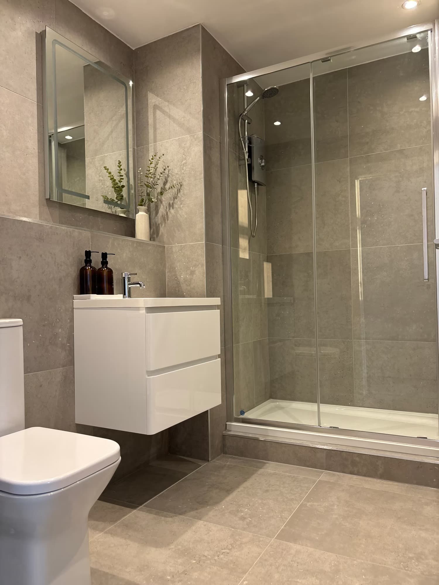 The shower room of one of James’s apartments after a changeover clean