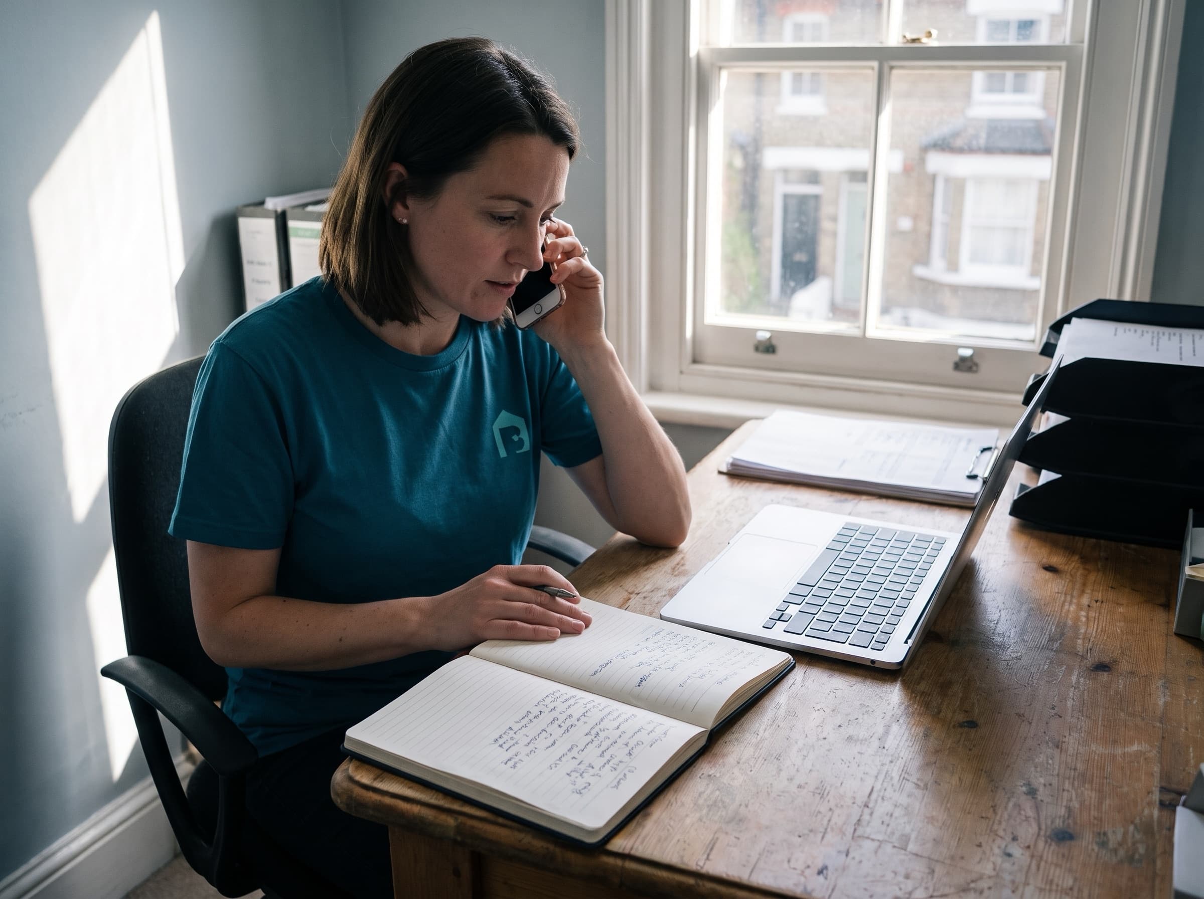 A Brit Polish account contact reviewing a property schedule